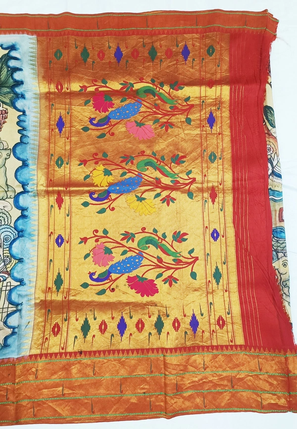 KALAMKARI HAND PAINTED PAITHANI STORY SAREE -KHPPSS008