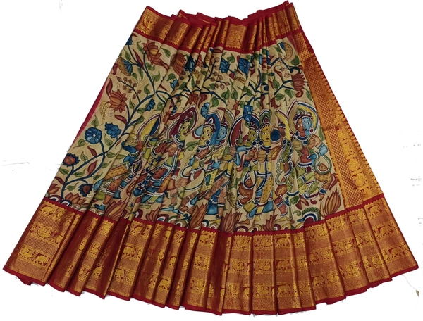 KALAMKARI HAND PAINTED KANCHI BORDER STORY SAREE - KHPKBSS001