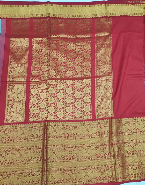 KALAMKARI HAND PAINTED KANCHI BORDER STORY SAREE - KHPKBSS002