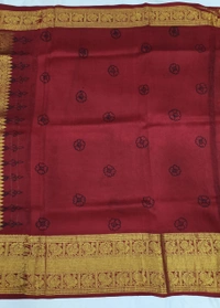 KALAMKARI HAND PAINTED KANCHI BORDER STORY SAREE - KHPKBSS005