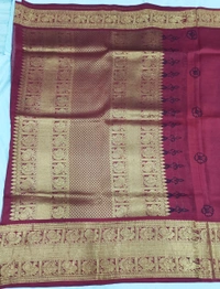 KALAMKARI HAND PAINTED KANCHI BORDER STORY SAREE - KHPKBSS005