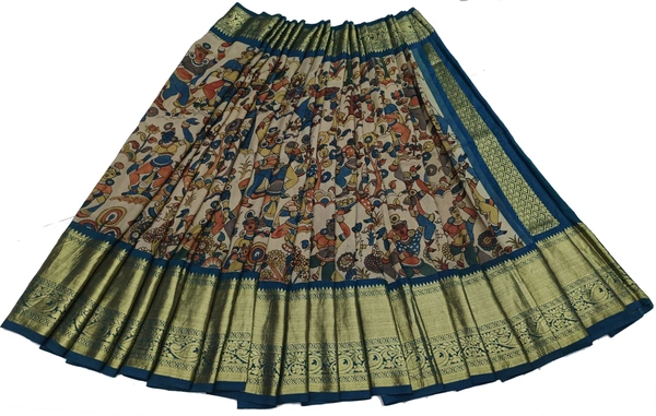 KALAMKARI HAND PAINTED KANCHI BORDER STORY SAREE - KHPKBSS009