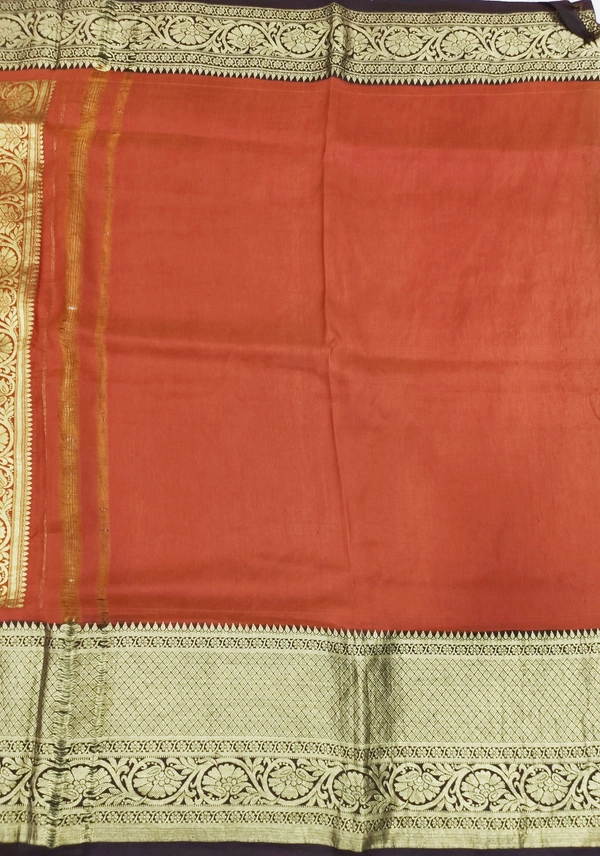 KALAMKARI HAND PAINTED KANCHI BORDER STORY SAREE - KHPKBSS008