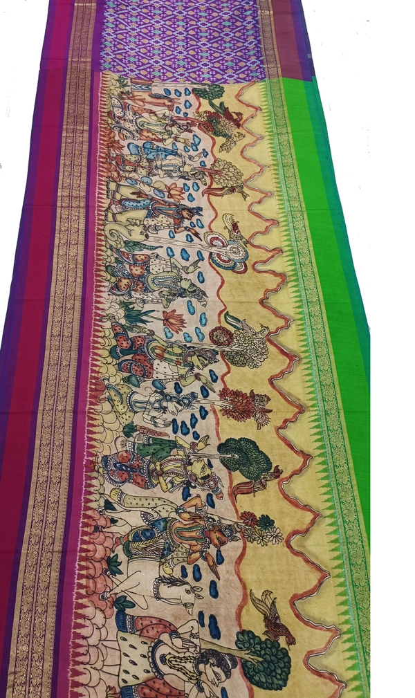 POCHAMPALLY KALAMKARI HAND PAINTED STORY SAREE -PKHPSS001