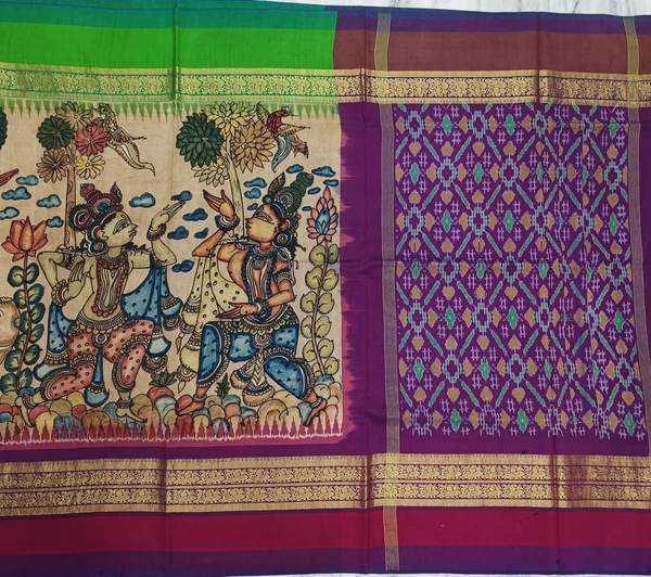 POCHAMPALLY KALAMKARI HAND PAINTED STORY SAREE -PKHPSS001