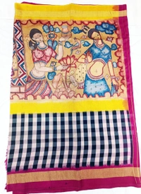 POCHAMPALLY KALAMKARI HAND PAINTED STORY SAREE -PKHPSS004