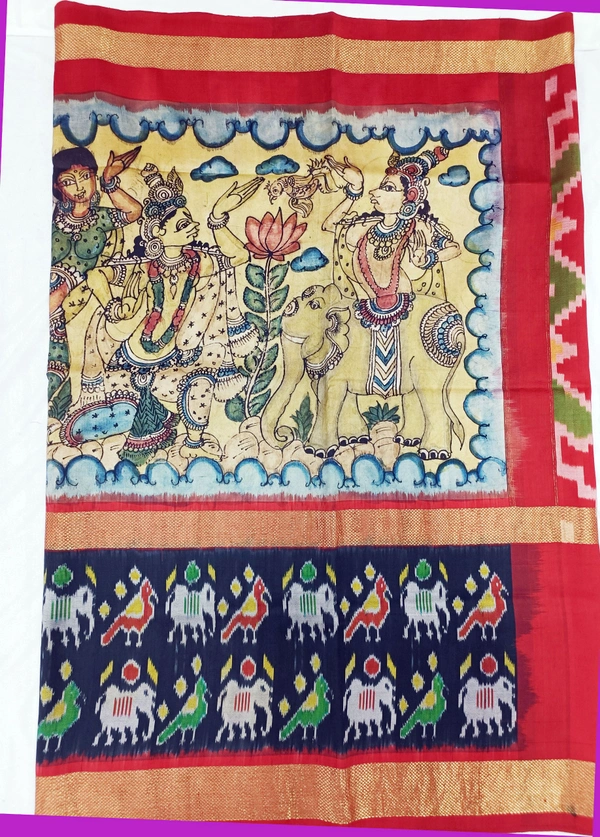 POCHAMPALLY KALAMKARI HAND PAINTED STORY SAREE -PKHPSS003
