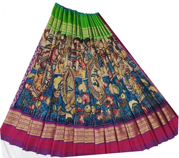 POCHAMPALLY KALAMKARI HAND PAINTED STORY SAREE -PKHPSS005