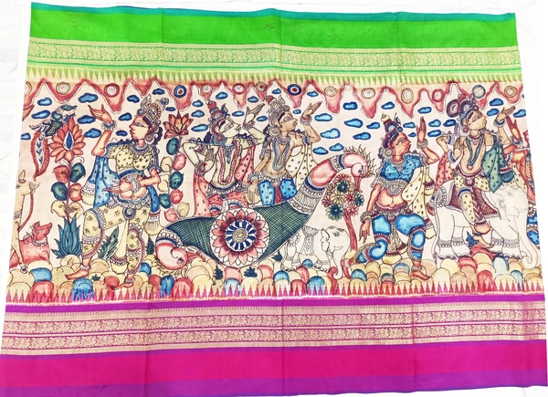 POCHAMPALLY KALAMKARI HAND PAINTED STORY SAREE -PKHPSS009