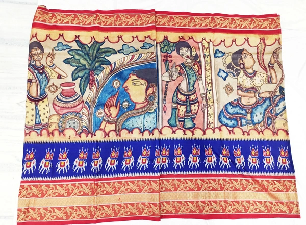 POCHAMPALLY KALAMKARI HAND PAINTED STORY SAREE -PKHPSS010