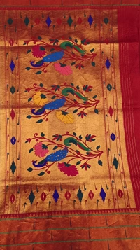 KALAMKARI HAND PAINTED PAITHANI STORY SAREE -KHPPSS003