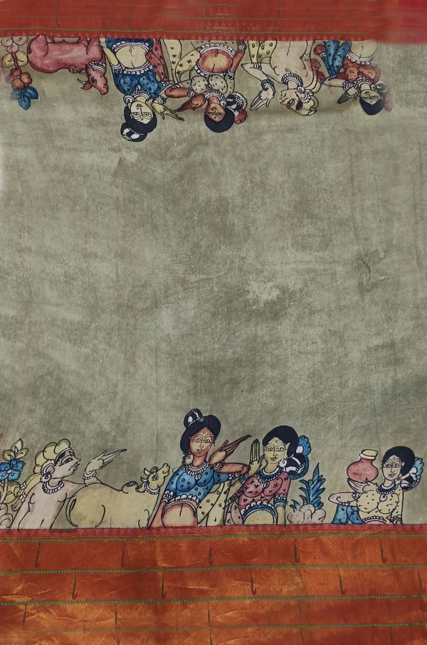 KALAMKARI HAND PAINTED PAITHANI STORY SAREE -KHPPSS003