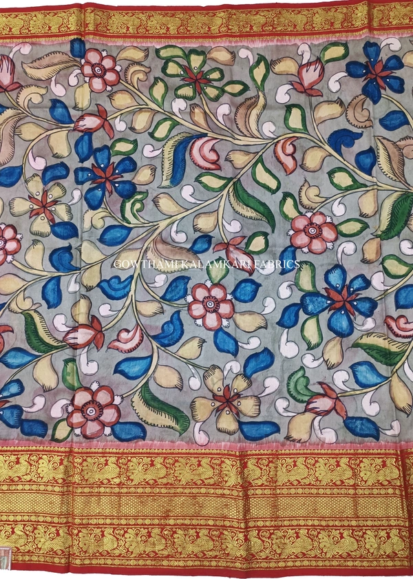 KALAMKARI HAND PAINTED FLORAL LEHENGA -KHPFL001 - UNSTITCHED