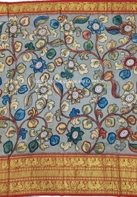 KALAMKARI HAND PAINTED FLORAL LEHENGA -KHPFL002 - UNSTITCHED
