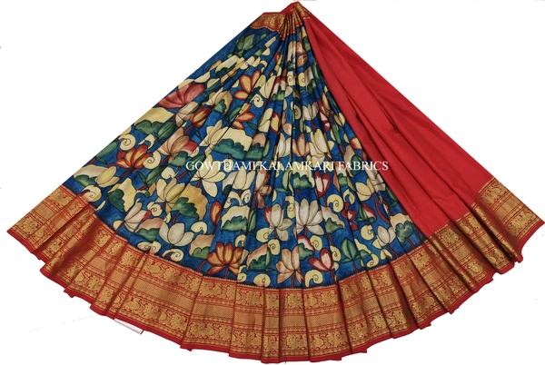 KALAMKARI HAND PAINTED FLORAL LEHENGA -KHPFL005 - UNSTITCHED