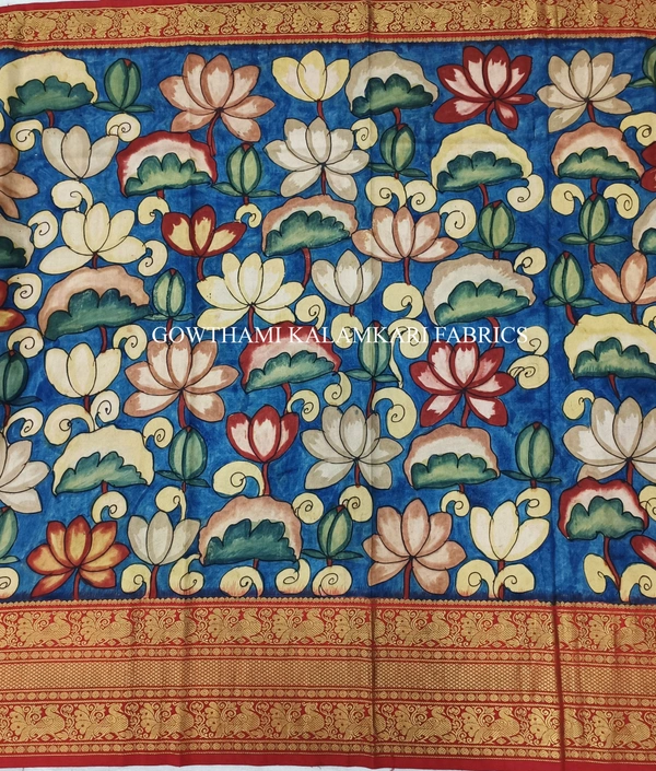 KALAMKARI HAND PAINTED FLORAL LEHENGA -KHPFL005 - UNSTITCHED