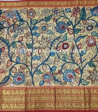 KALAMKARI HAND PAINTED FLORAL LEHENGA -KHPFL010 - UNSTITCHED