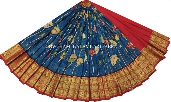 KALAMKARI HAND PAINTED FLORAL LEHENGA -KHPFL012 - UNSTITCHED