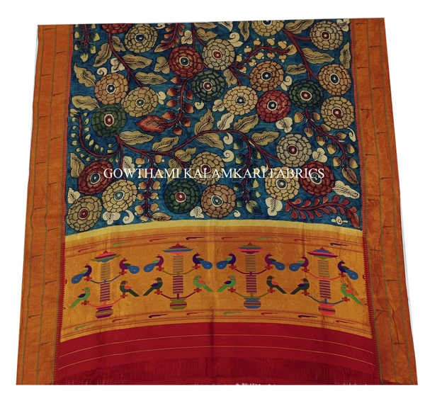 KALAMKARI HAND PAINTED PAITHANI BORDER DUPATTA -KHPPBD001