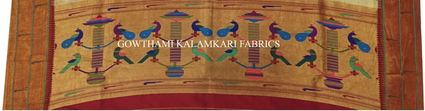 KALAMKARI HAND PAINTED PAITHANI BORDER DUPATTA -KHPPBD002