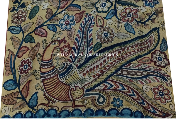 KALAMKARI HAND PAINTED PAITHANI BORDER DUPATTA -KHPPBD002