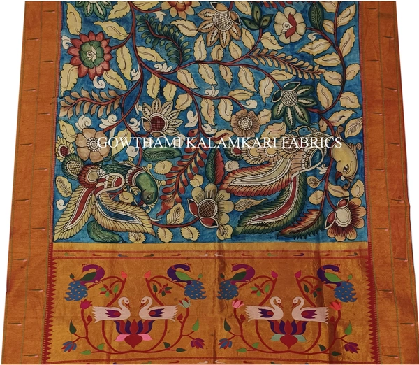 KALAMKARI HAND PAINTED PAITHANI BORDER DUPATTA -KHPPBD004