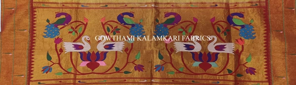 KALAMKARI HAND PAINTED PAITHANI BORDER DUPATTA -KHPPBD004