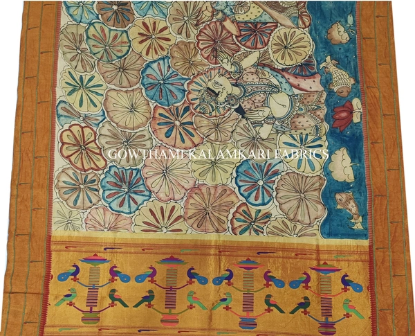 KALAMKARI HAND PAINTED PAITHANI BORDER DUPATTA -KHPPBD006