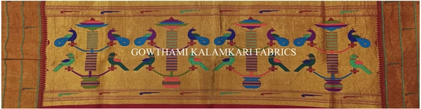 KALAMKARI HAND PAINTED PAITHANI BORDER DUPATTA -KHPPBD006