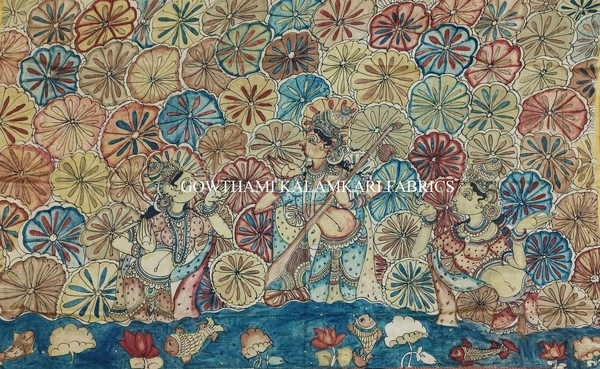 KALAMKARI HAND PAINTED PAITHANI BORDER DUPATTA -KHPPBD006