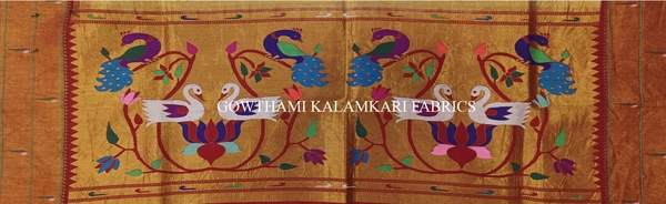 KALAMKARI HAND PAINTED PAITHANI BORDER DUPATTA -KHPPBD007