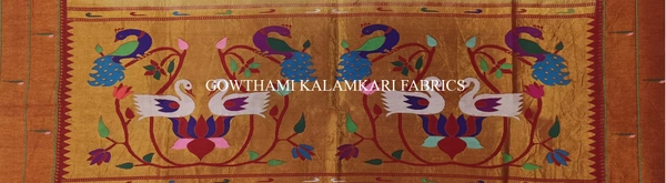 KALAMKARI HAND PAINTED PAITHANI BORDER DUPATTA -KHPPBD008 - LADY MERMAID