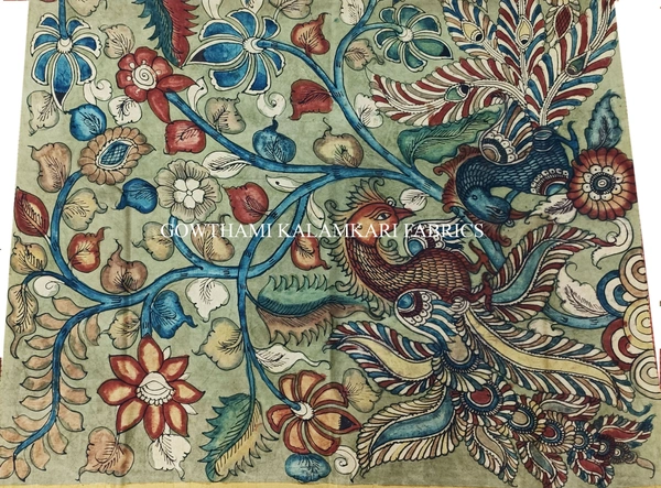 KALAMKARI HAND PAINTED PAITHANI BORDER DUPATTA -KHPPBD009