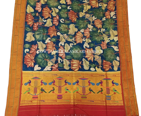 KALAMKARI HAND PAINTED PAITHANI BORDER DUPATTA -KHPPBD012