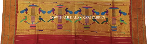 KALAMKARI HAND PAINTED PAITHANI BORDER DUPATTA -KHPPBD012