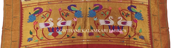 KALAMKARI HAND PAINTED PAITHANI BORDER DUPATTA -KHPPBD013