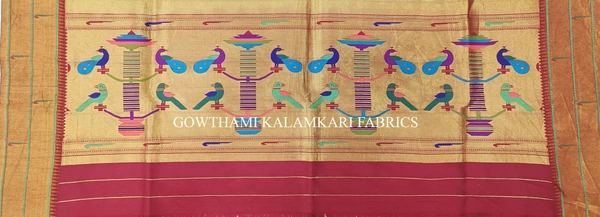KALAMKARI HAND PAINTED PAITHANI BORDER DUPATTA -KHPPBD015