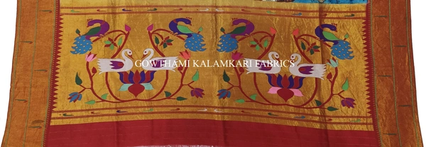 KALAMKARI HAND PAINTED PAITHANI BORDER DUPATTA -KHPPBD016
