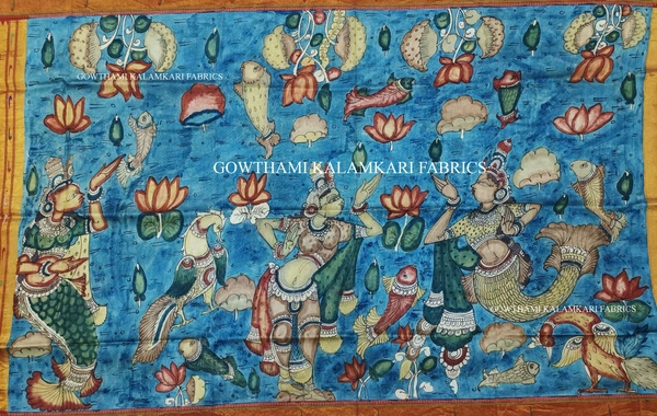 KALAMKARI HAND PAINTED PAITHANI BORDER DUPATTA -KHPPBD016