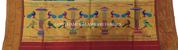KALAMKARI HAND PAINTED PAITHANI BORDER DUPATTA -KHPPBD017