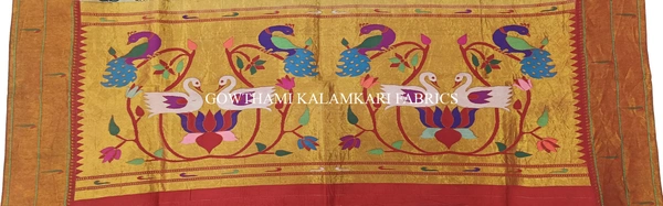 KALAMKARI HAND PAINTED PAITHANI BORDER DUPATTA -KHPPBD018