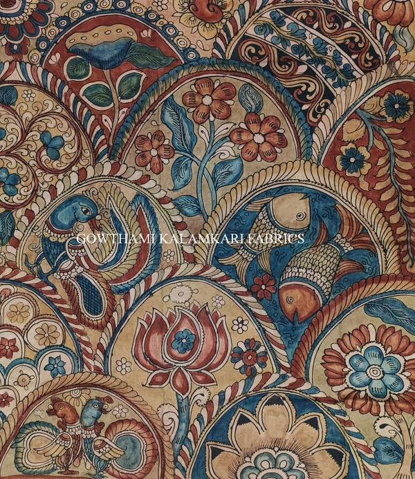 KALAMKARI HAND PAINTED PAITHANI BORDER DUPATTA -KHPPBD018