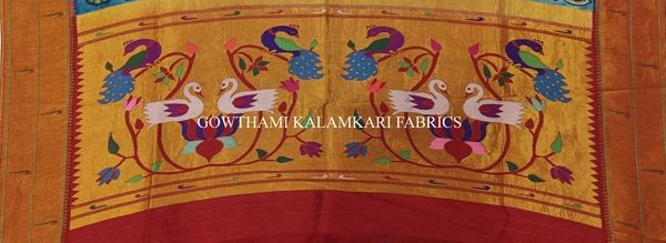 KALAMKARI HAND PAINTED PAITHANI BORDER DUPATTA -KHPPBD019