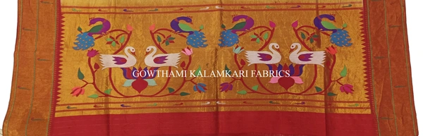 KALAMKARI HAND PAINTED PAITHANI BORDER DUPATTA -KHPPBD021