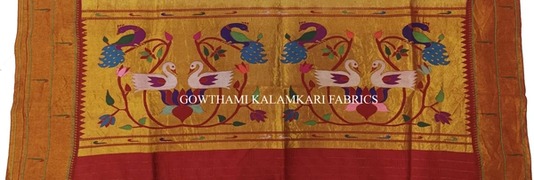 KALAMKARI HAND PAINTED PAITHANI BORDER DUPATTA -KHPPBD022