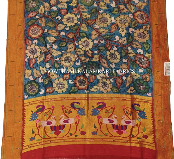 KALAMKARI HAND PAINTED PAITHANI BORDER DUPATTA -KHPPBD023
