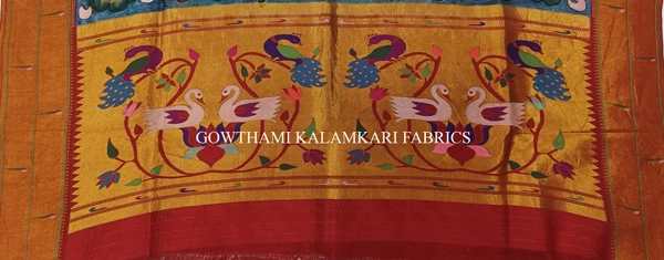 KALAMKARI HAND PAINTED PAITHANI BORDER DUPATTA -KHPPBD023