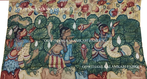 KALAMKARI HAND PAINTED PAITHANI BORDER DUPATTA -KHPPBD024