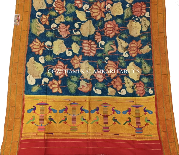 KALAMKARI HAND PAINTED PAITHANI BORDER DUPATTA -KHPPBD025