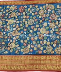 KALAMKARI HAND PAINTED FLORAL LEHENGA -KHPFL015 - UNSTITCHED
